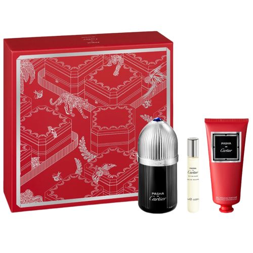 Pasha De Cartier Dition Noire EDT 100Ml + EDT 10Ml + Shower Gel 100Ml Gift Set For Men