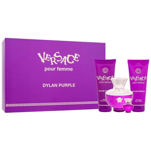 Versace Pour Femme Dylan Purple EDP 100Ml + EDP 5Ml + Shower Gel 100Ml + Body Lotion 100Ml Gift For Women
