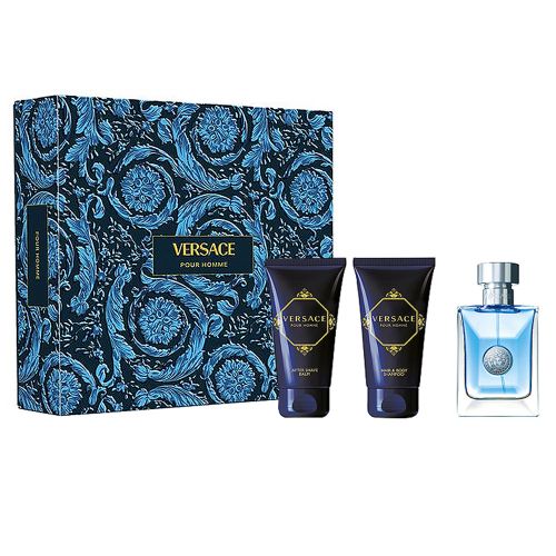 Versace Pour Homme EDT 50Ml + Hair & Body Shampoo 50Ml + After Shave Balm 50Ml Gift Set For Men