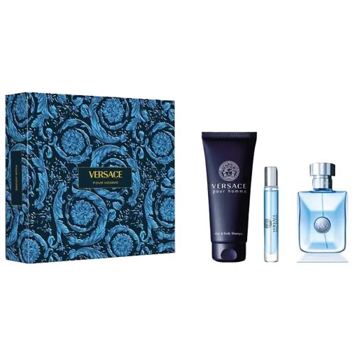 Versace Pour Homme EDT 100Ml + EDT 10Ml + Hair & Body Shampoo 150Ml Gift Set For Men