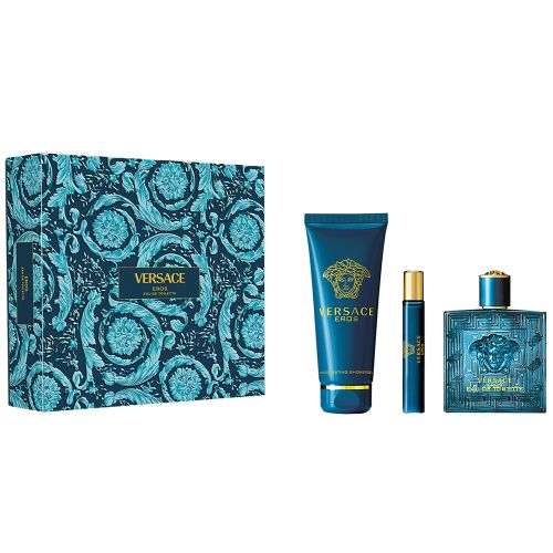 Eros EDT 100Ml + EDT 10Ml + Bath & Shower Gel 150Ml Gift Set For Men