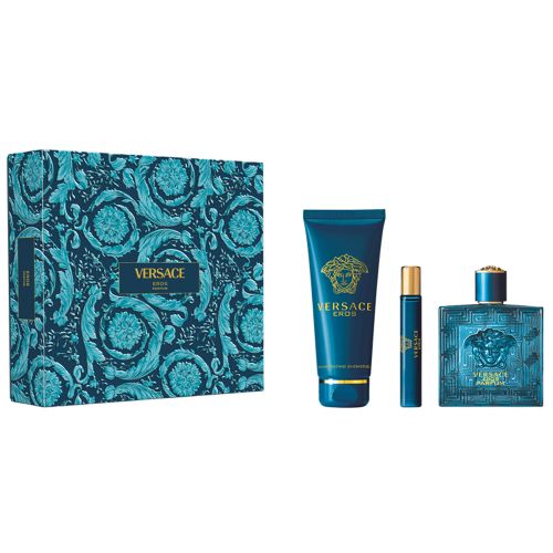 Eros Parfum 100Ml + Parfum 10Ml + Bath & Shower Gel 150Ml Gift Set For Men