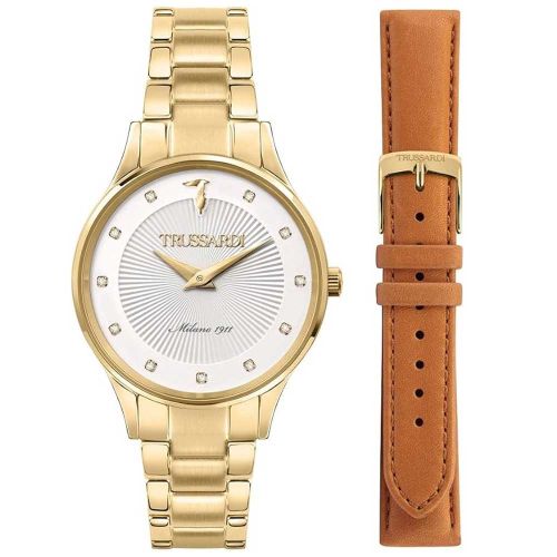 Trussardi Gold Edition R2453149501 Women’s Watch 34 Mm Gold With Extra leather Strap 