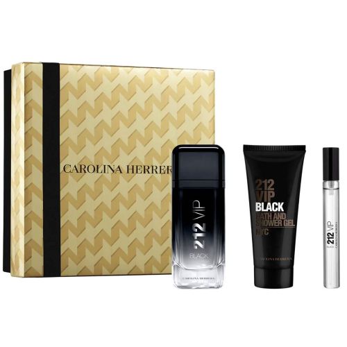 212 VIP Black EDP 100Ml + EDP 10Ml + Shower Gel 100Ml Gift Set For Men