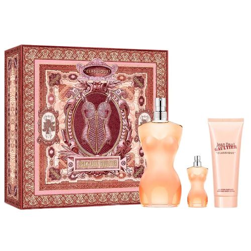 Classique EDT 100Ml + Mini EDT + Body Lotion 75Ml Gift Set For Women