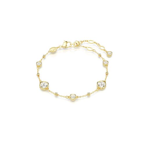 Imber Bracelet, Round Cut, Scattered Design, White, Gold-Tone Plated