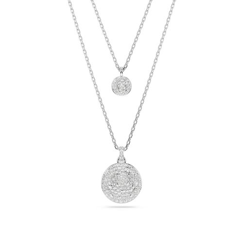 Meteora Layered Pendant, White, Rhodium Plated