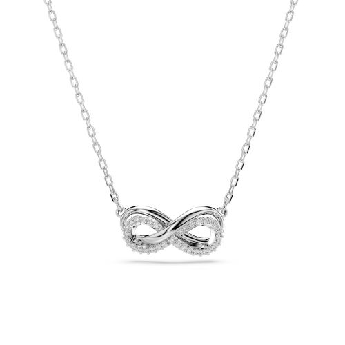 Hyperbola Pendant, Pavé, Infinity, White, Rhodium Plated