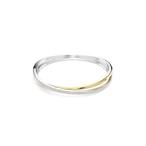 Hyperbola Bangle, Round Cut, White, Mixed Metal Finish