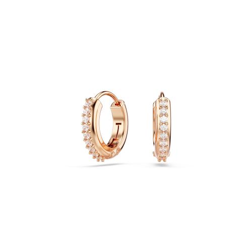 Matrix Hoop Earrings, Round Cut, White, Rose Gold-Tone Plated