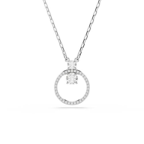 Constella Pendant, Pavé, Round Cut, White, Rhodium Plated