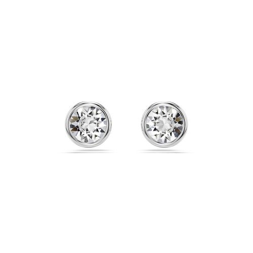 Imber Stud Earrings, Round Cut, White, Rhodium Plated