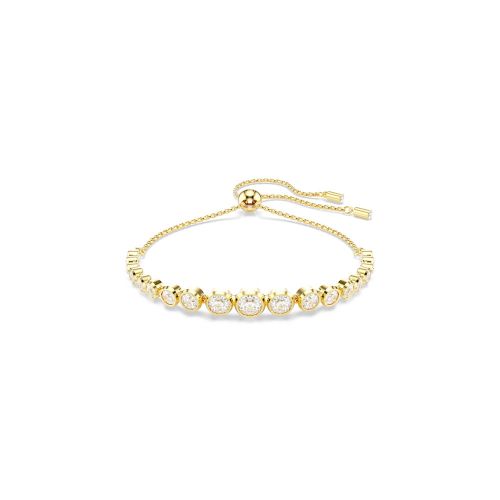 Imber Tennis Bracelet, Mixed Round Cuts, White, Gold-Tone Plated