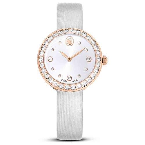 Matrix Tennis Watch Swiss Made, Leather Strap, Gray, Rose Gold-Tone Finish