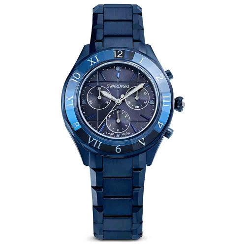 Dextera Chrono Watch 39Mm, Swiss Made, Metal Bracelet, Blue, Blue Finish
