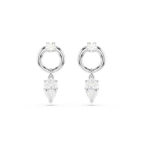 Mesmera Drop Earrings, Mixed Cuts, White, Rhodium Plated