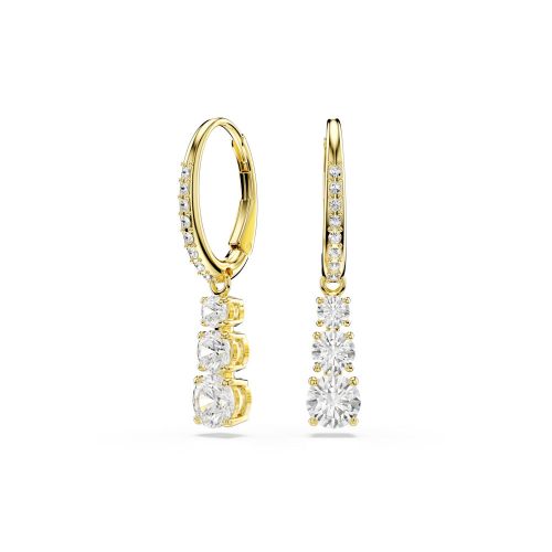 Stilla Attract Hoop Earrings, Round Cut, White, Gold-Tone Plated