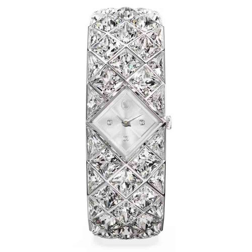 Curiosa Bangle Watch Crystal Bracelet, Silver Tone, Stainless Steel