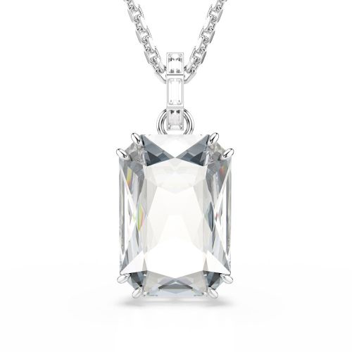 Millenia Pendant, Octagon Cut, White, Rhodium Plated