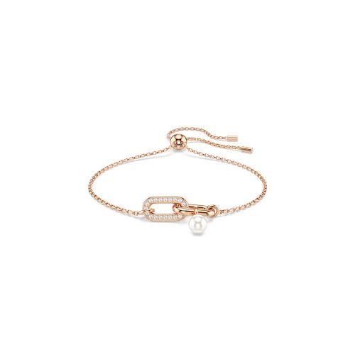 Constella Bracelet, Crystal Pearl, Round Cut, White, Rose Gold-Tone Plated