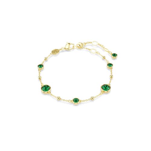 Imber Bracelet, Round Cut, Green, Gold-Tone Plated