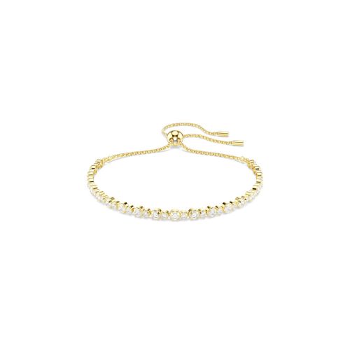 Matrix Tennis Bracelet, Round Cut, White, Gold-Tone Plated