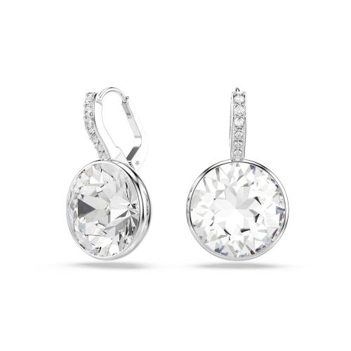Millenia Drop Earrings, Round Cut, White, Rhodium Plated