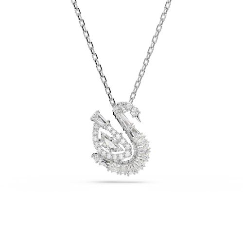 Swan Pendant, Mixed Cuts, Swan, White