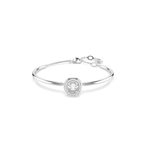 Dextera Bangle, Round Cut, White, Rhodium Plated