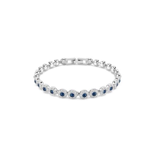 Una Angelic Tennis Bracelet, Round Cut, Blue, Rhodium Plated
